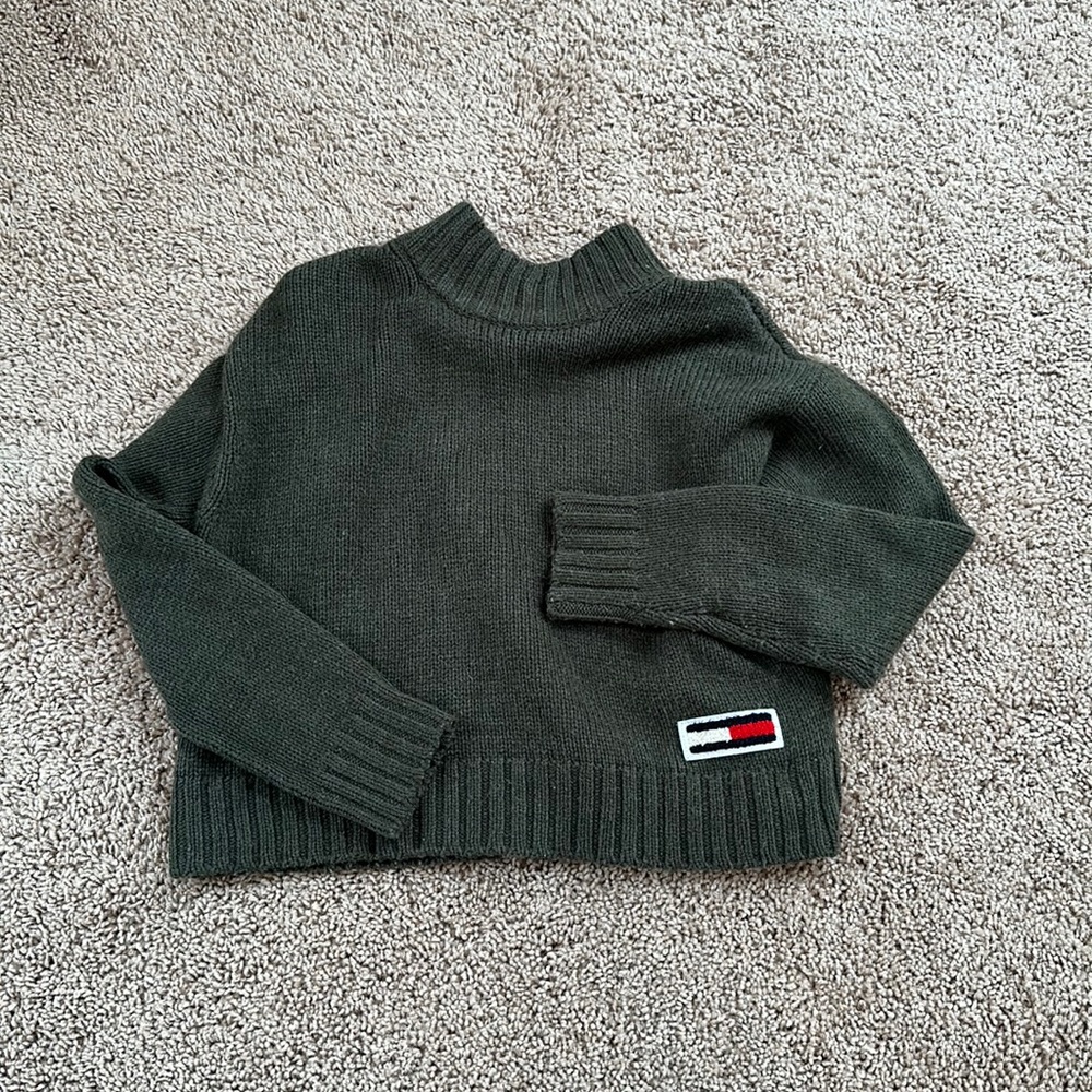 Tommy Hilfiger jeans xs turtle neck sweater top hunter green